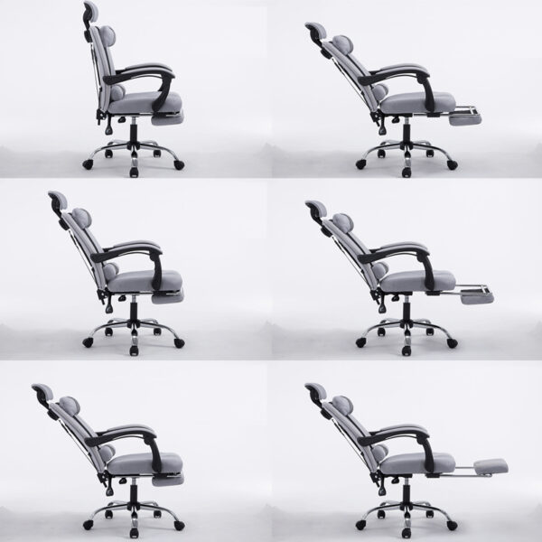Ergonomiczny, obrotowy fotel z podnóżkiem i zagłówkiem, wentylacja - czarny