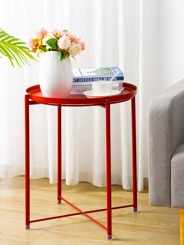 Stolik kawowy,metalowy w skandynawskim stylu Loft - czerwony