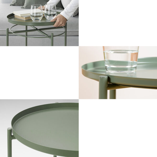 Stolik okrągły metalowy w stylu Loft - khaki