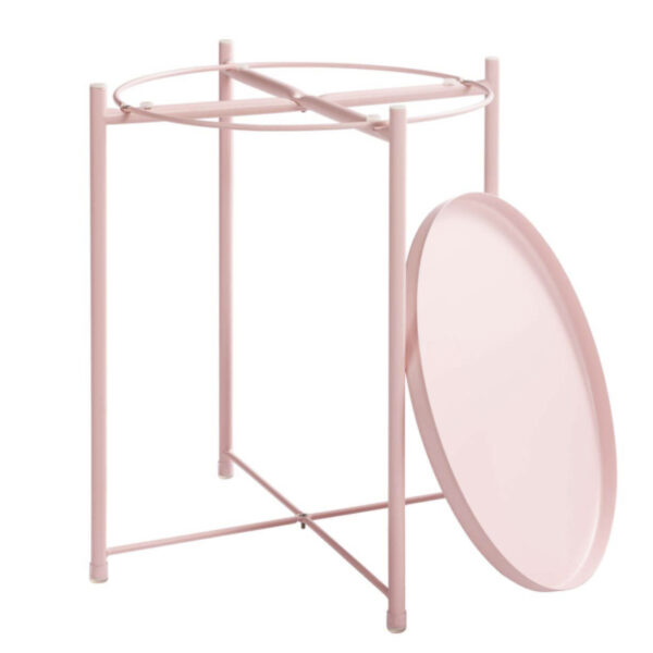 Stolik okrągły metalowy w stylu Loft - różowy