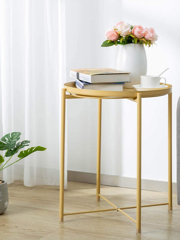 Stolik okrągły metalowy w stylu Loft - żółty