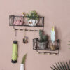 Wisząca półka z wieszakami, styl LOFT- czarna 35,5cm