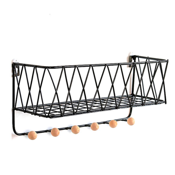 Wisząca półka z wieszakami, styl LOFT- czarna 35,5cm