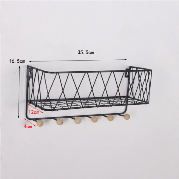 Wisząca półka z wieszakami, styl LOFT- czarna 35,5cm