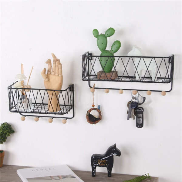 Wisząca półka z wieszakami, styl LOFT- czarna 35,5cm